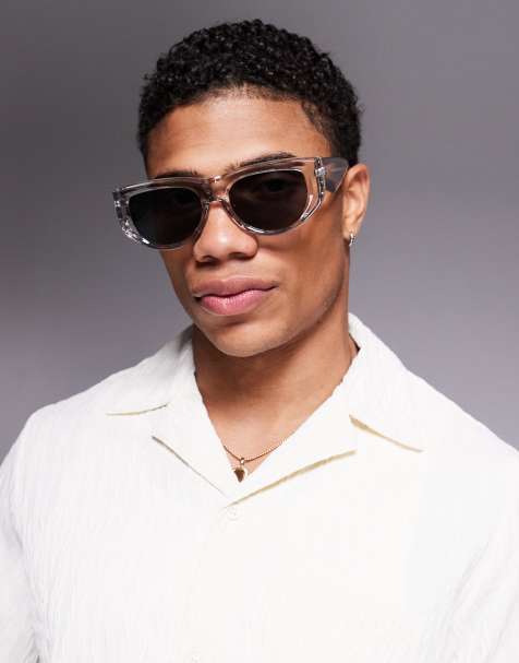 ASOS DESIGN – Breite Sonnenbrille mit kristallklarem Rahmen und getönten Gläsern - view 1