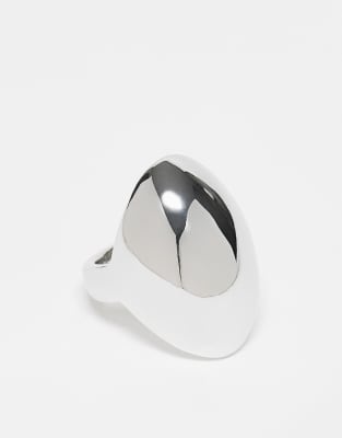ASOS DESIGN - Breiter, ovaler Ring in Silberton