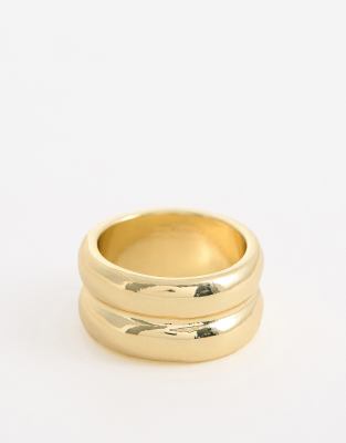 ASOS DESIGN - Breiter Ring in Goldoptik mit Doppelband-Design-Goldfarben