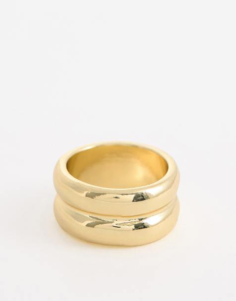 ASOS DESIGN – Breiter Ring in Goldoptik mit Doppelband-Design - view 1