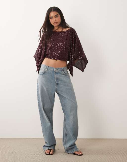 ASOS DESIGN - Bærfarvet kappetop med pailletter, 2 af 4