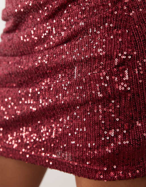 ASOS DESIGN - Bærfarvet mininederdel med draperinger og pailletter, 3 af 5