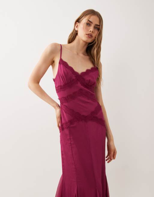 ASOS DESIGN - Bærfarvet slip-midikjole med blondekant og kiler, 2 af 4