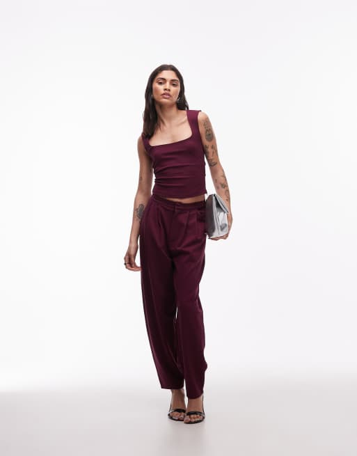 ASOS DESIGN - Bærfarvet top i ponte med rund hals - Del af sæt, 4 af 4