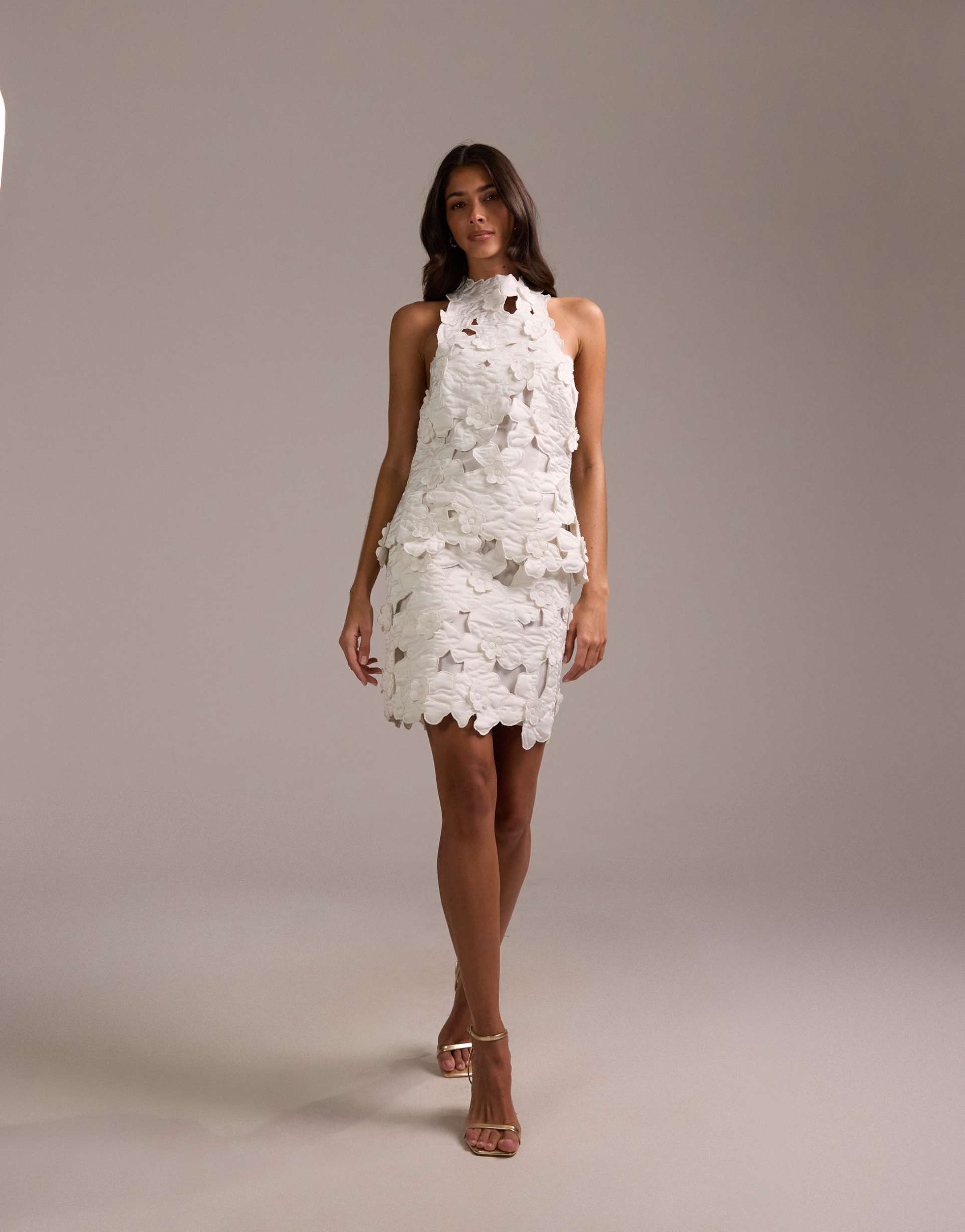 asos design bridal 3d floral cutwork mini skirt in ivory