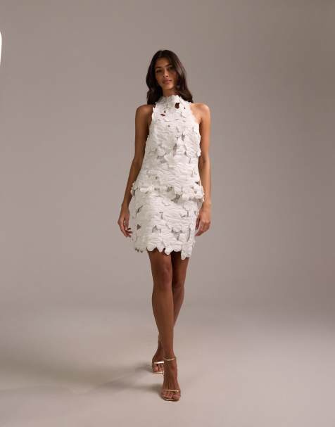 ASOS DESIGN bridal 3D floral cutwork mini skirt in ivory