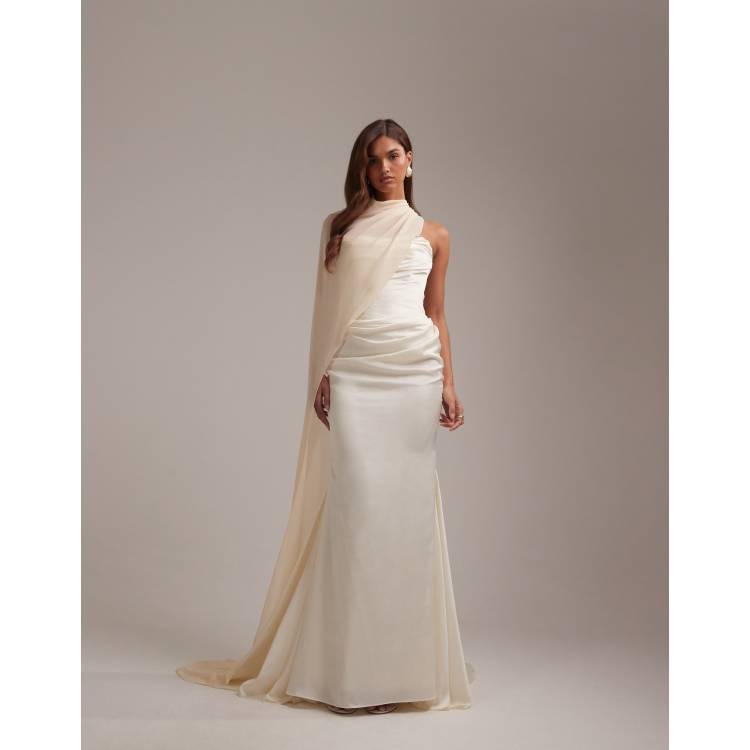 ASOS DESIGN bridal drape bandeau maxi wedding dress in ivory | ASOS