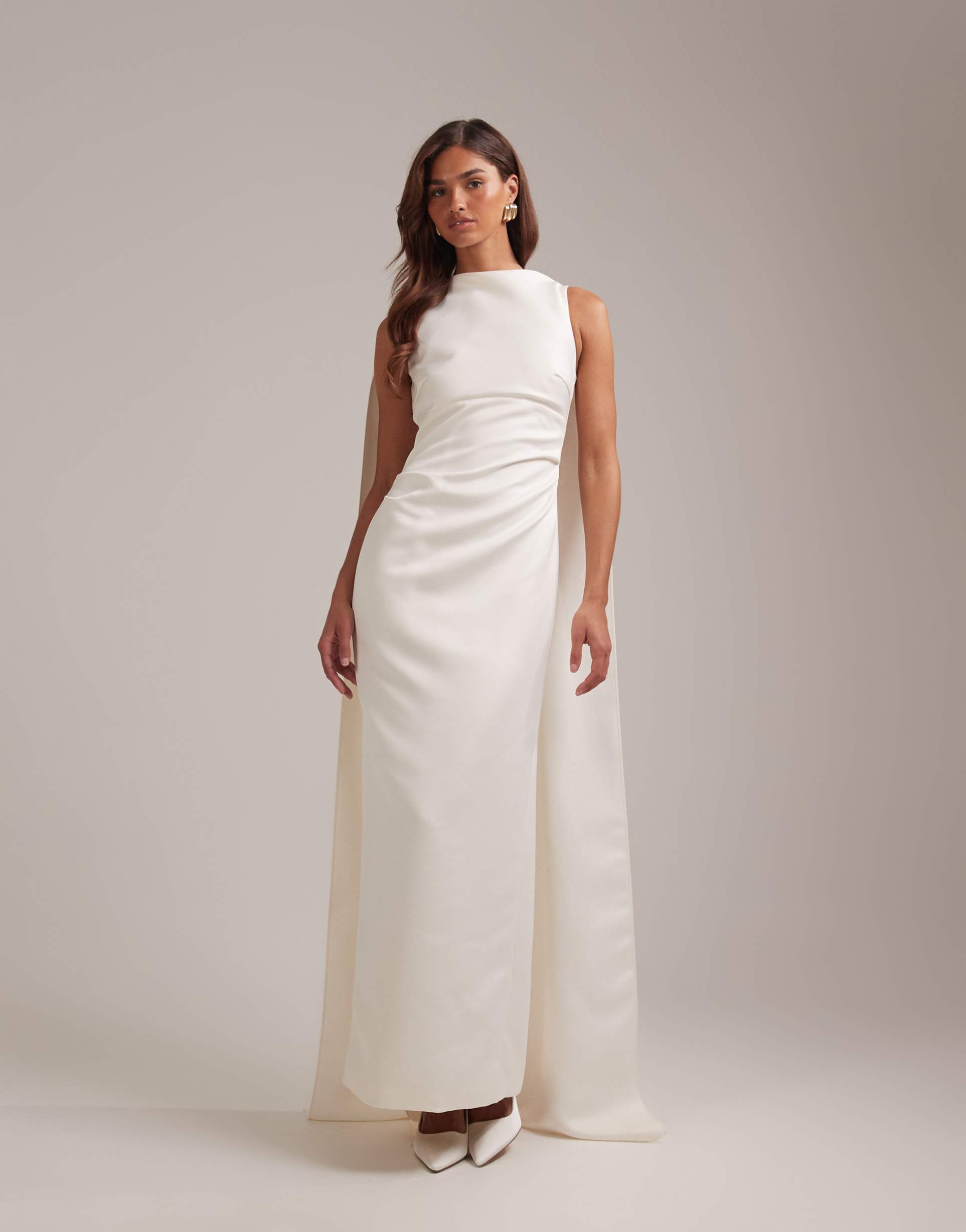 asos design bridal high neck wedding maxi dress with train in ivory