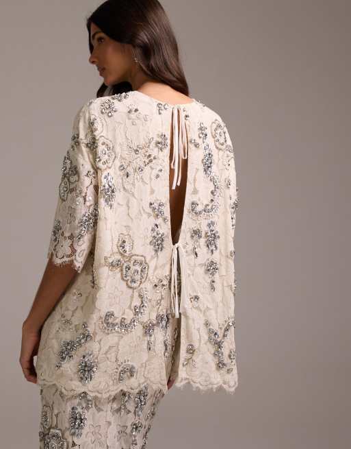 ASOS DESIGN Bridal – Koronkowy top ze zdobieniem, 5 z 5