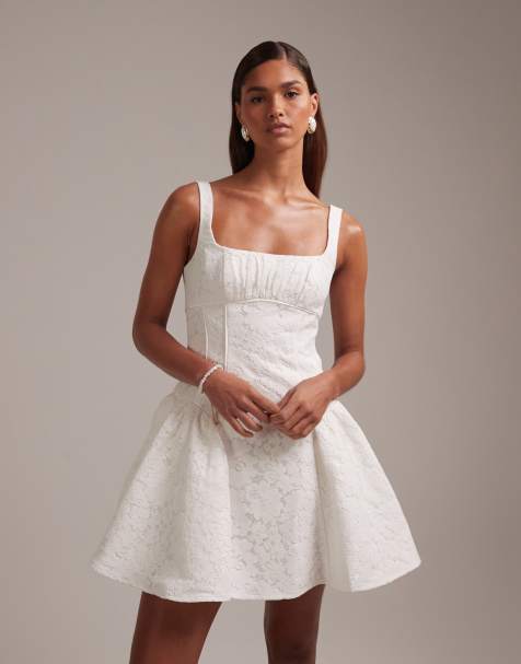 ASOS DESIGN Bridal lace mini dress in ivory - view 1