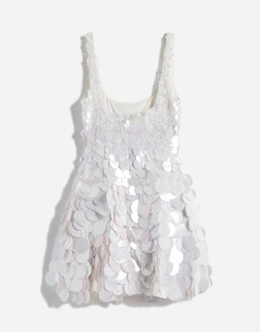 ASOS DESIGN bridal large disc sequin square neck mini dress, 6 of 11