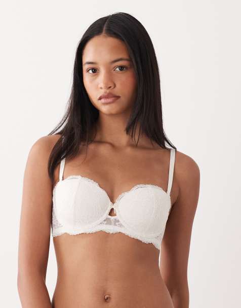 ASOS DESIGN Bridal – Lola – Koronkowy biustonosz bez ramiączek, z fiszbinami i odpinanymi, satynowymi ramiączkami, w kolorze kości słoniowej - view 1
