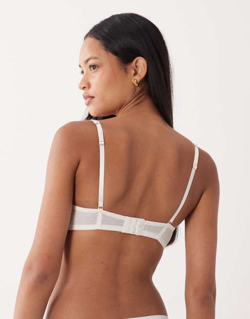 ASOS DESIGN Bridal Lola lace strapless underwire bra with detachable satin straps in ivory, 4 of 4