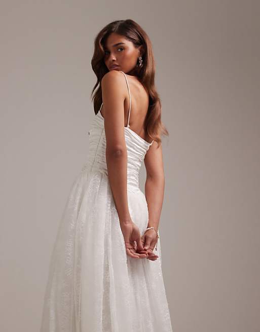asos white dress LUXE textured structured mini with belt in The ASOS DESIGN square neck mini dress with bow skirt detail in white combines elegance and modern style ASOS DESIGN bandeau trapeze mini