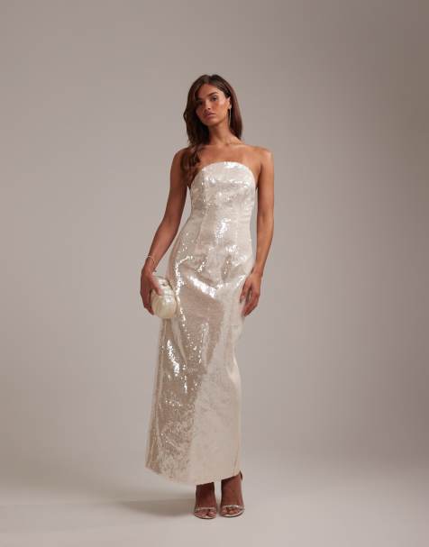 chinese dress ladies ASOS DESIGN Midi Dress With Batwing Sleeve And Wrap Waist In Scatter Sequin main image 1