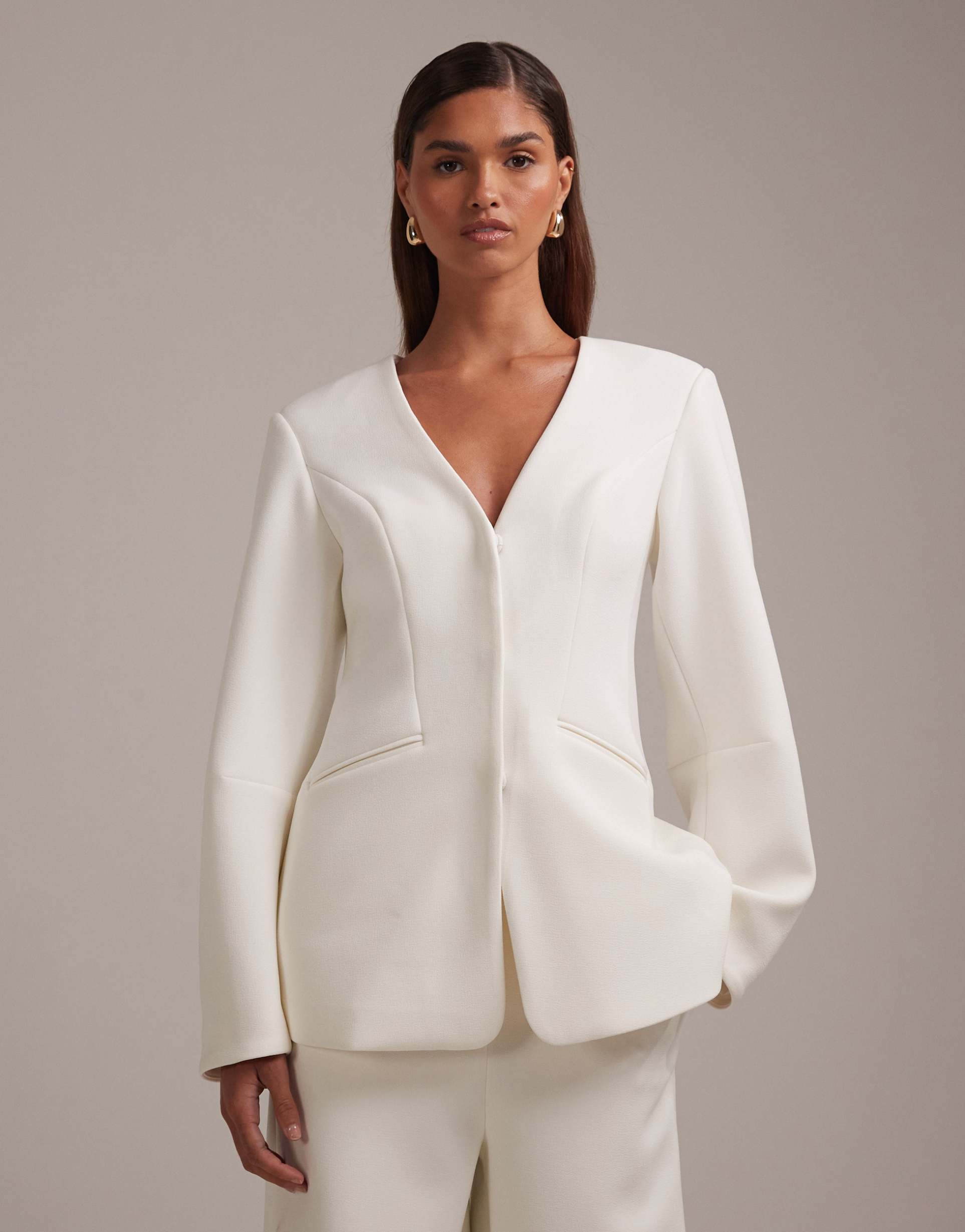 asos design bridal structured blazer in ivory