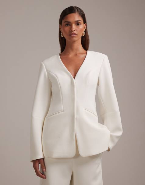 ASOS DESIGN bridal structured blazer in ivory
