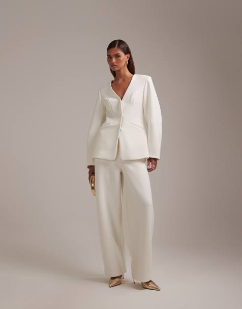ASOS DESIGN bridal tailored pants in ivory - view 1