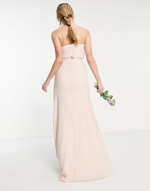 Asos design bridesmaid maxi bandeau dress with store soft layered skirt