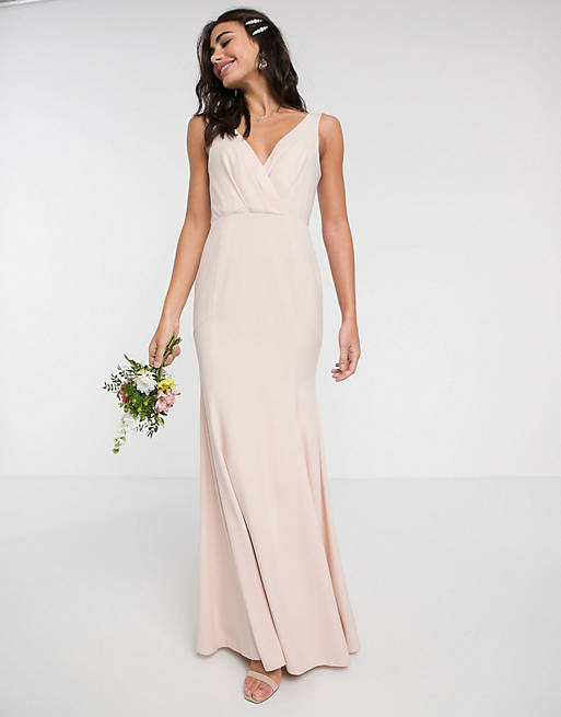 Dresses Bridesmaid button back maxi dress with pleated bodice detail 