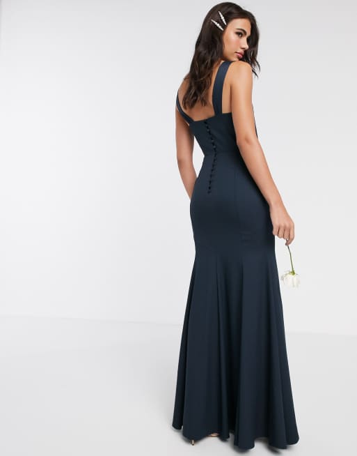 ASOS DESIGN Bridesmaid button back maxi dress with pleated bodice detail