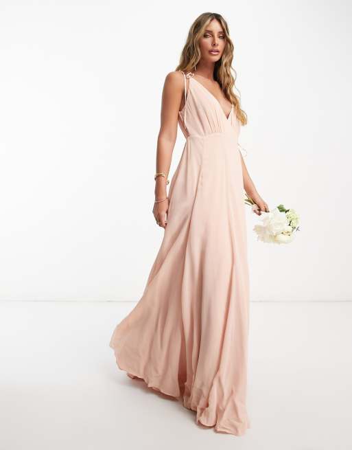 Asos design bridesmaid cami wrap tie waist maxi dress with layered skirt store