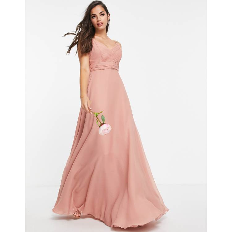 Asos design bridesmaid cami wrap tie waist maxi dress with layered outlet skirt