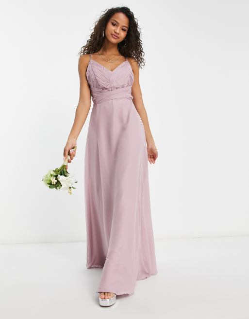 Asos Design Bridesmaid Cami Maxi Dress With Ruched Bodice And Tie Waist In Orchid Asos 