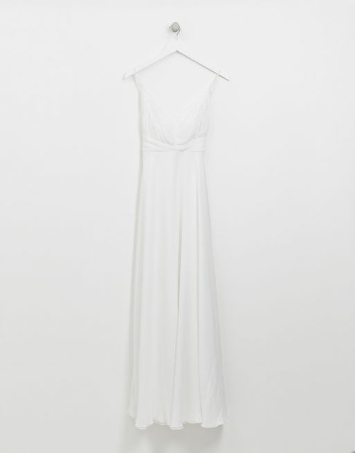 ASOS DESIGN Bridesmaid cami maxi dress with ruched bodice and tie waist, 3 of 4