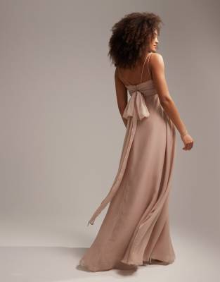 asos design bridesmaid cami wrap tie waist maxi dress with layered skirt