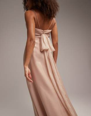 asos design bridesmaid cami wrap tie waist maxi dress with layered skirt