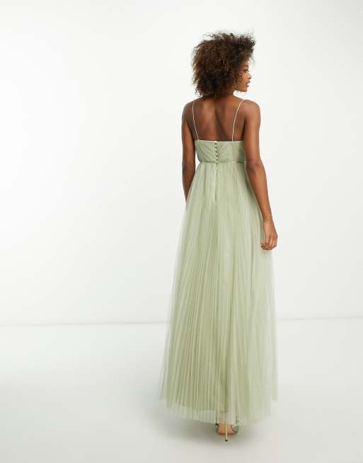 Cami pleated tulle maxi dress best sale