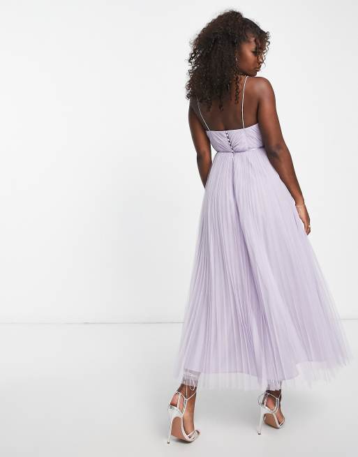 Asos design ruched hotsell cami pleated maxi dress