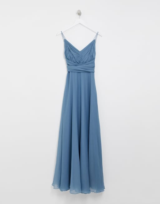 Asos design bridesmaid cami wrap tie sales waist maxi dress with layered skirt