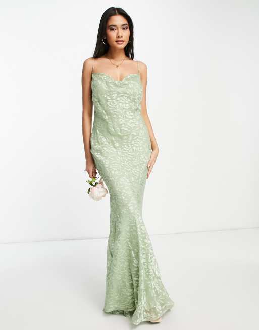 Burn Out Velvet Maxi Dress Green