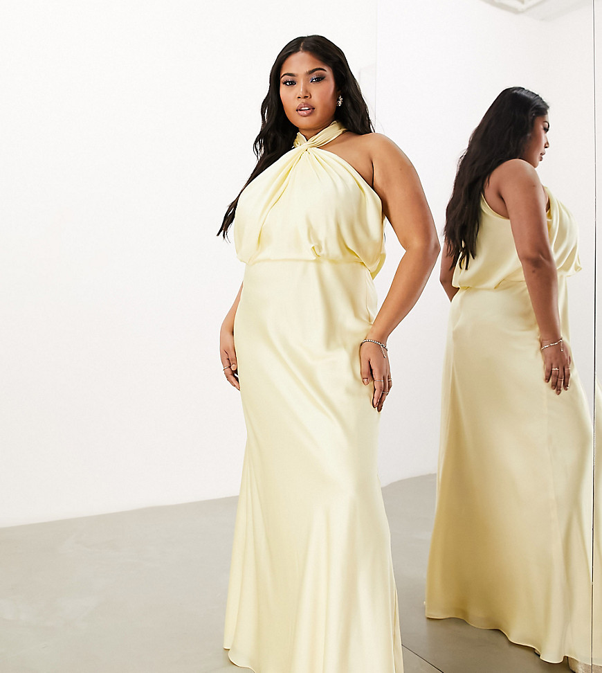 Dresses by ASOS Curve Doing it for the glam Halterneck style Ruched detail Buttoned halter neck Regular fit Make-up products worn by model: Bobbi Brown Skin Foundation in shade 4.75 Golden Natural Bobbi Brown Skin Cover Concealer in shade Golden