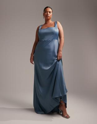 ASOS Curve ASOS DESIGN Bridesmaid Curve satin square neck maxi