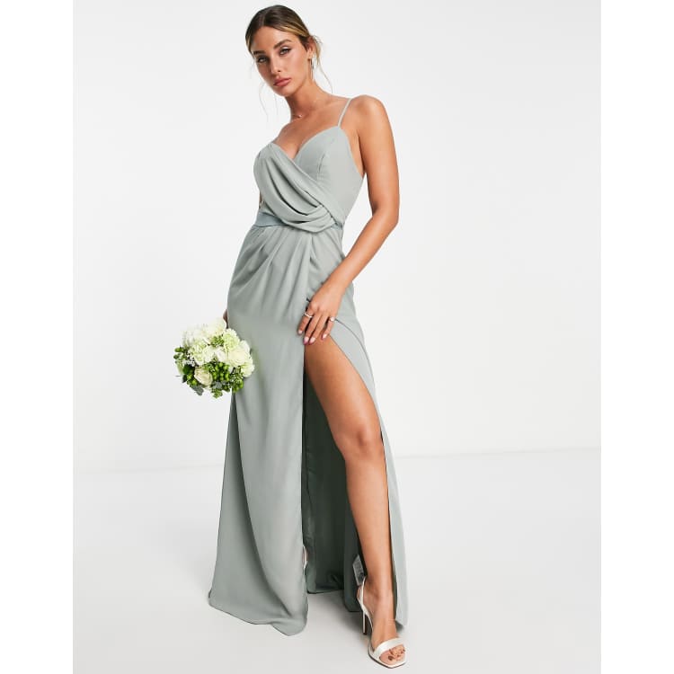 ASOS DESIGN satin cami in olive