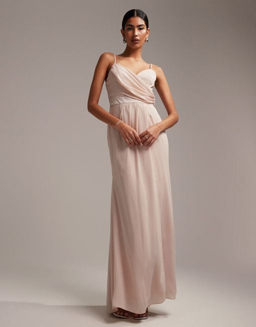FhyzicsShops DESIGN Bridesmaid drape cami maxi dress with wrap waist