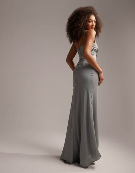 ASOS DESIGN Bridesmaid drape cami maxi dress with wrap waist