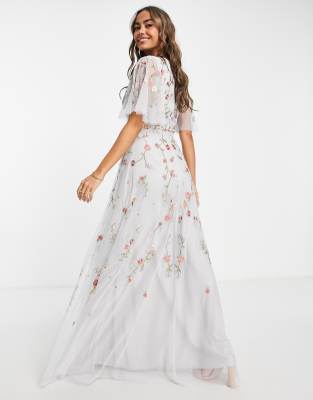 Asos edition embroidered flutter sleeve hot sale wedding dress