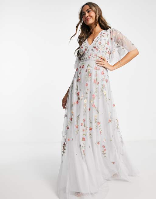 Asos floral embroidered hot sale maxi dress