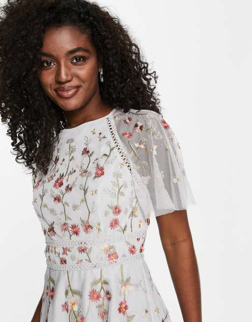 floral embroidered dress asos