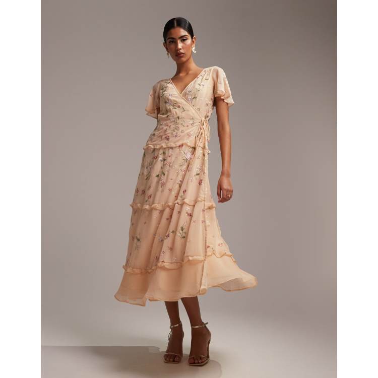 peach apricot bridesmaid dresses Tessie Dress in Apricot Crush