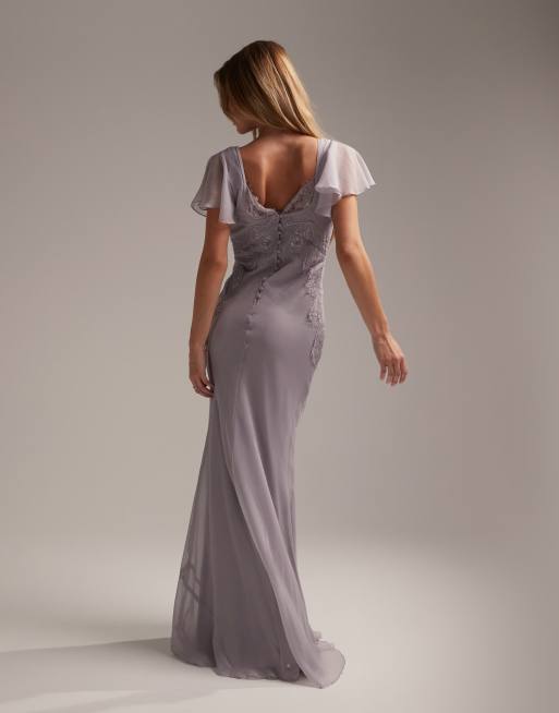 Asos grey bridesmaid dress best sale