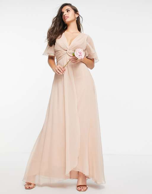 Blush flutter shop sleeve dress