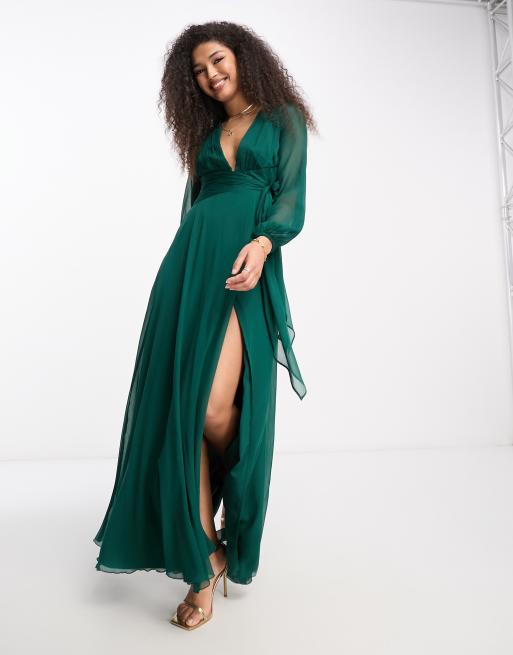 Asos green maxi dress sale