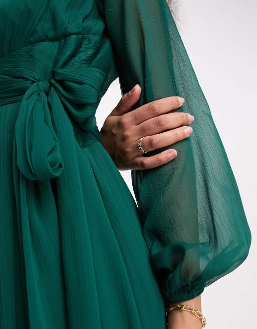 Long green wrap skirt sale