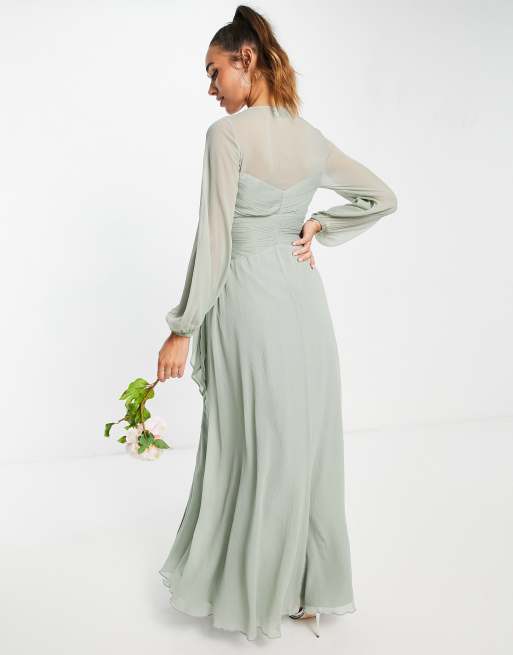 Maxi bridesmaid clearance dress with sleeves