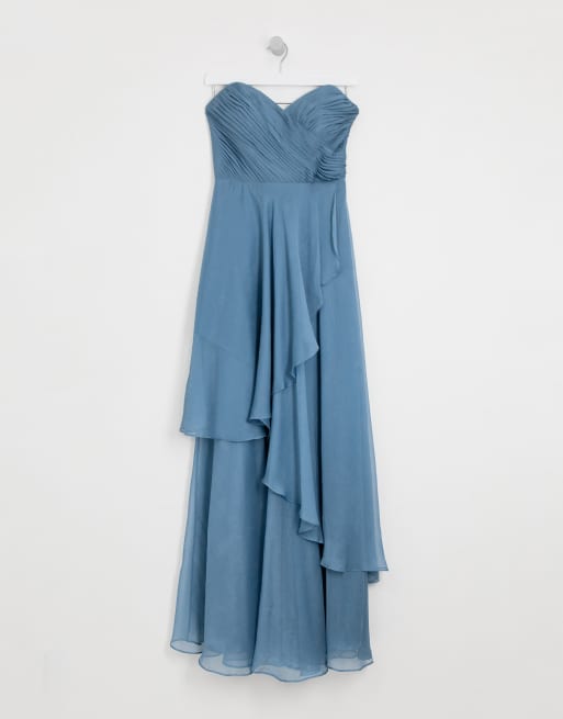 Asos design bridesmaid maxi bandeau shop dress with soft layered skirt